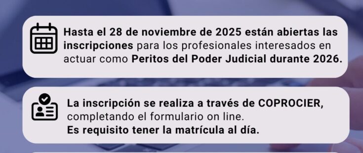 Peritos auxiliares de la Justicia: Inscripciones 2026 