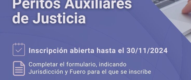 Inscripción 2025 para Peritos Auxiliares de Justicia